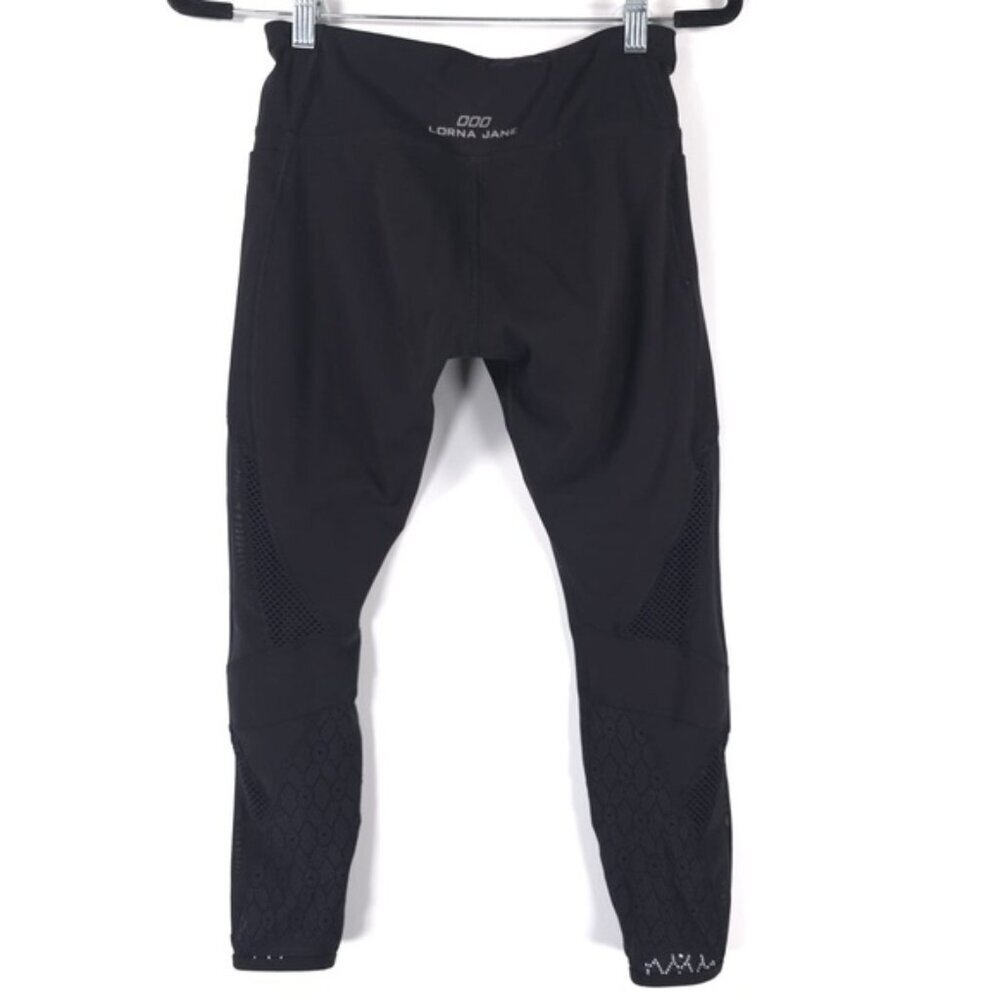 LORNA JANE Phone Pockets Back Mesh Panel Cut Trim Leggings No Size Tag XS-S‎